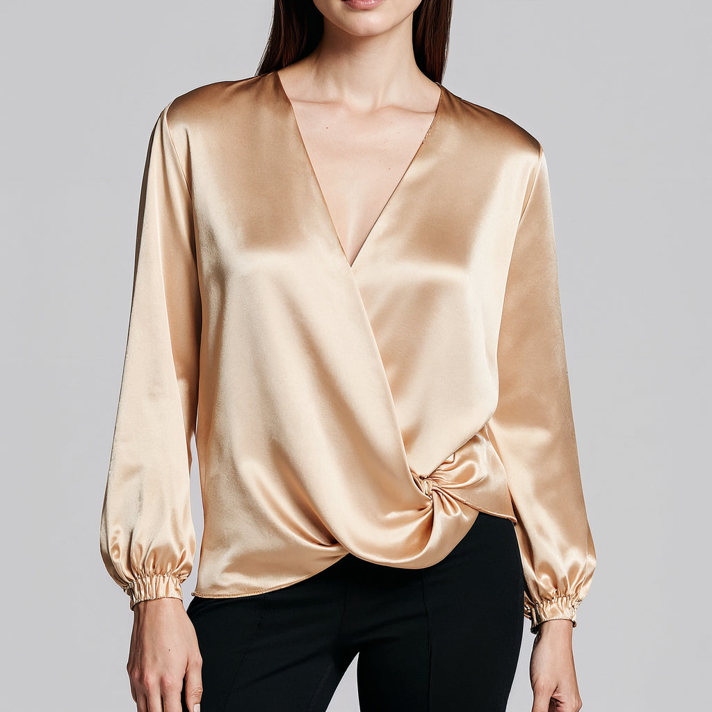 Satin Wrap Blouse