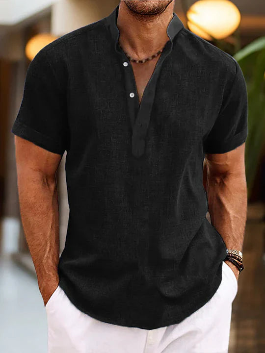 Riley Men's Short-Sleeve Henley Shirt - Relaxed Fit, Classic Button Neckline, Breathable Summer Style