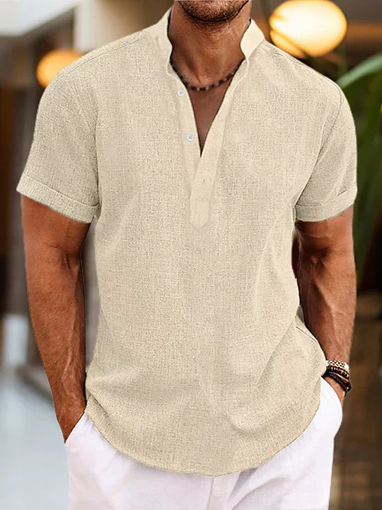 Riley Men's Short-Sleeve Henley Shirt - Relaxed Fit, Classic Button Neckline, Breathable Summer Style