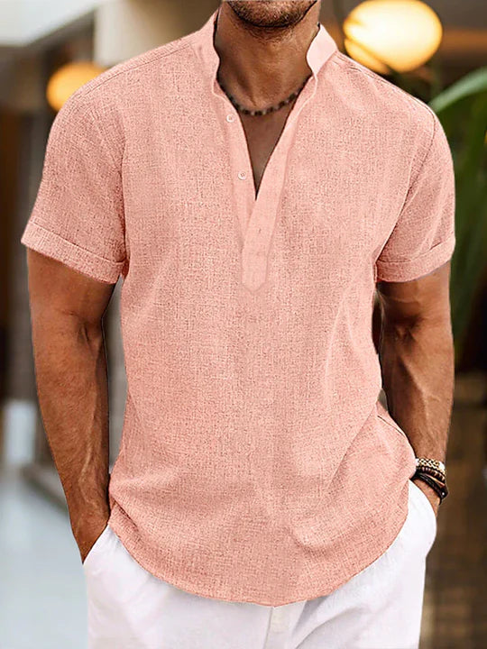 Riley Men's Short-Sleeve Henley Shirt - Relaxed Fit, Classic Button Neckline, Breathable Summer Style